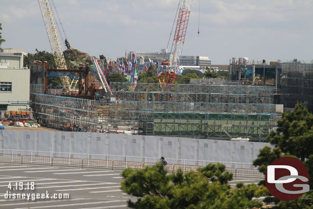 Looking out the other side of the Resort Liner at the Tokyo Disneyland expansion project.