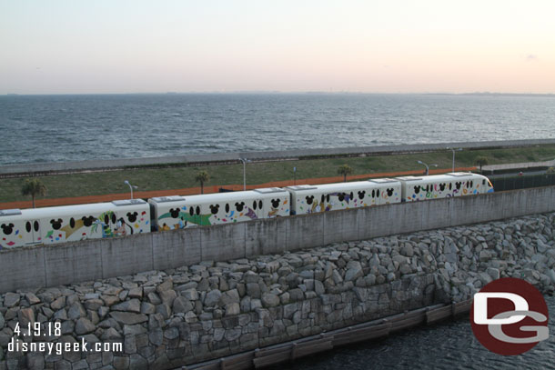 A resort liner passing by the park.