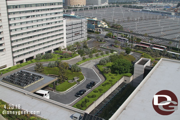 Looking down at the entrance to the Sheraton.