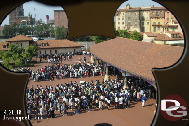 Since we were all packed and ready to go and it was only 9am decided to go look around.  Here we are cruising over the entrance to Tokyo DisneySea.