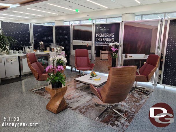 Inside the check in area there are chairs to sit and wait as well as some snacks while they process your bags/checkin.  I did not notice the sign said this spring on it.. or I would have asked a date for the new location.