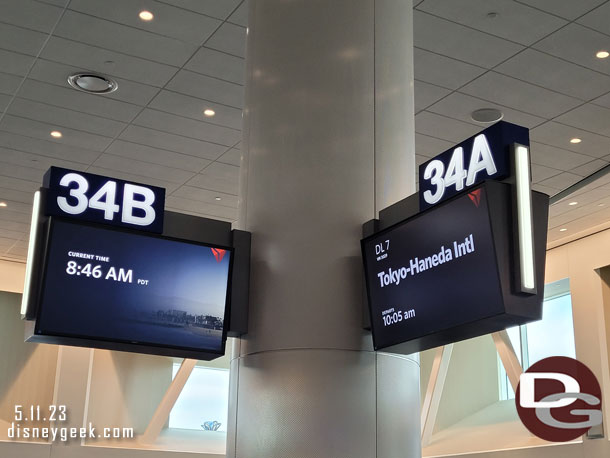 8:46am - At the gate and ready to board.