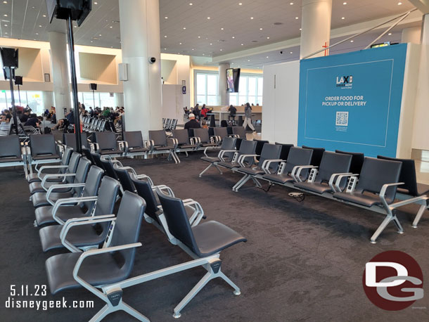 The plane at this gate just left so plenty of seating over here.