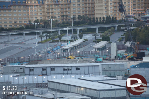 The bus stops in the Tokyo Disneyland parking lot are being rebuilt.
