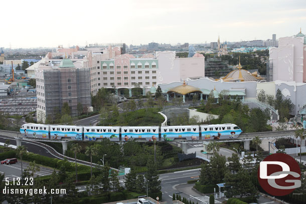 6:05am - The first Monorail of the morning doing its test run. It opens at 6:30am.