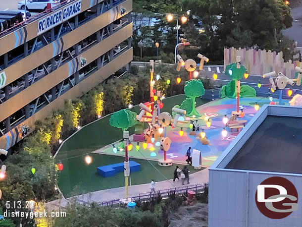 Looking over at the Toy Story Hotel as the sun was setting.