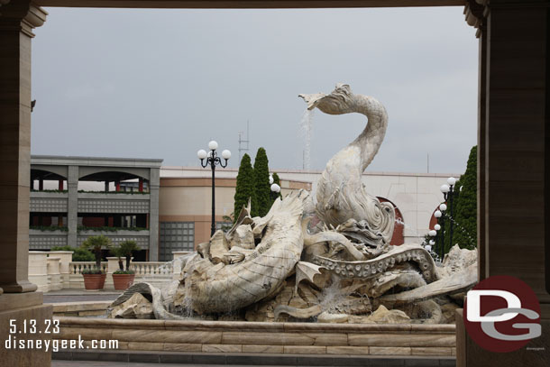 It was raining so a look at the back side of the fountain.