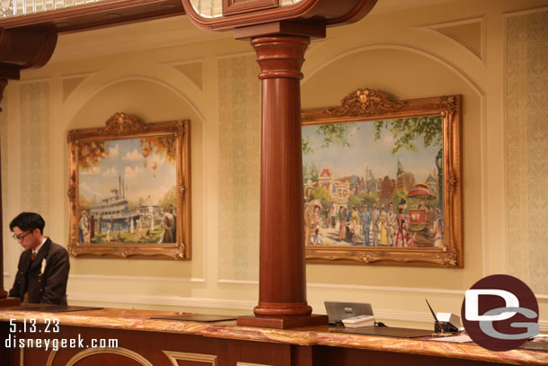 Artwork behind the front desk.