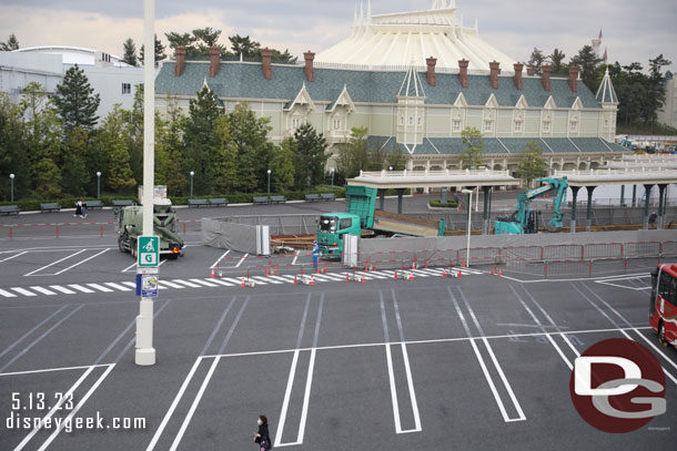 Work is going on at the bus stops, they have been rebuilt.