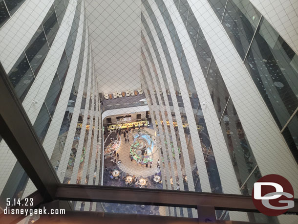 Heading down to breakfast.. drew one of the two glass elevators that offers a look at the atrium and buffet below.