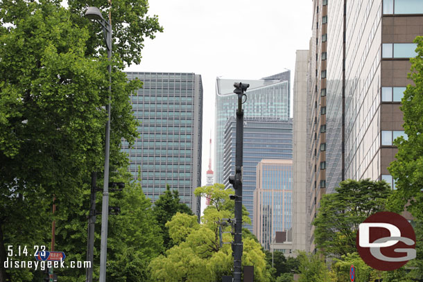 Through the buildings we could catch a glimpse of the Tokyo Tower, our next destination.