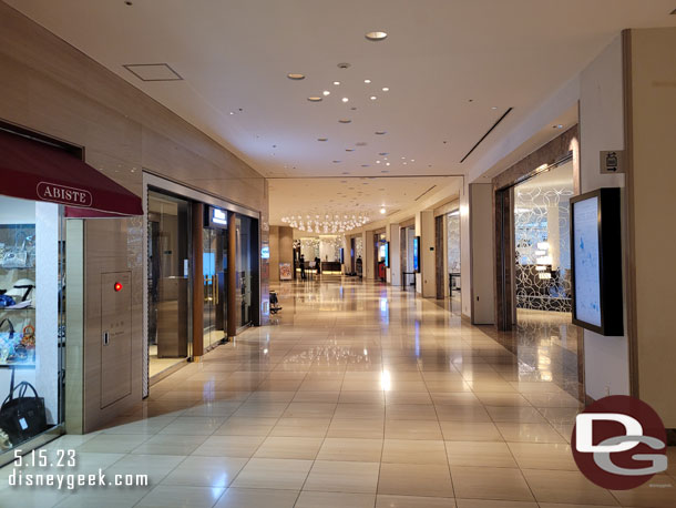 The Hilton lobby level was quiet this morning.