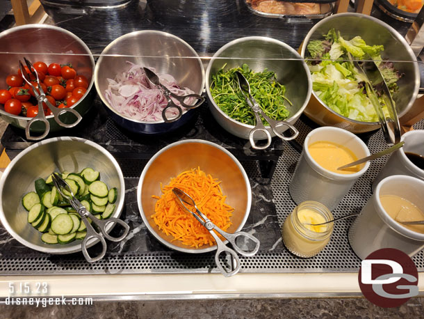 A look at the breakfast offerings in the lounge this morning.  This is a salad area.