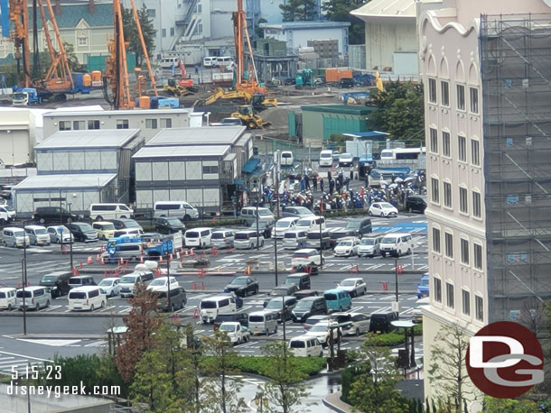 8am - Workers assembling on the construction site to start their week.