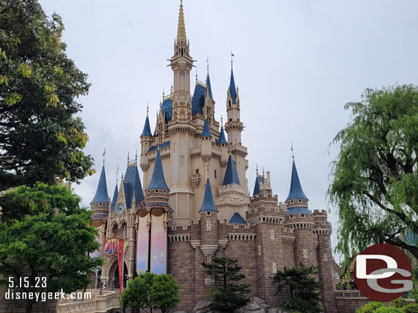 Passing Cinderella Castle on our way to the Enchanted Tale of Beauty and the Beast