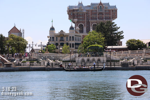 A gondola with Tower of Terror looming in the background