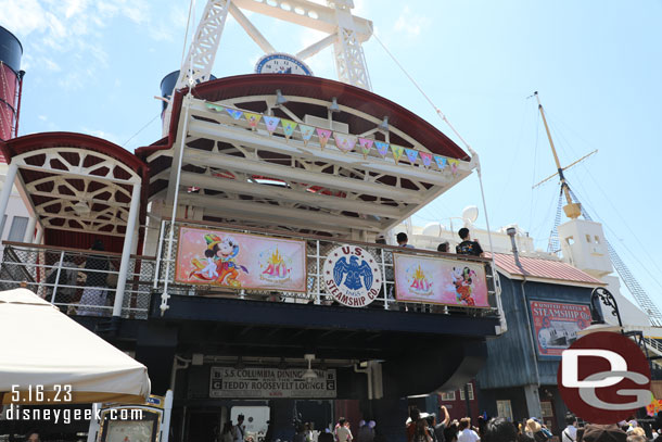 40th Anniversary decorations on the Columbia gangway