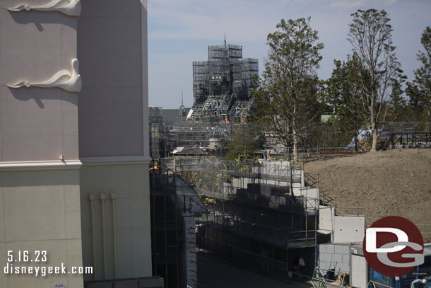 A closer look in at the construction as we depart the station.