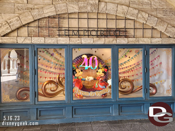 The Emporio window celebrating the 40th Anniversary Dream-Go-Round 