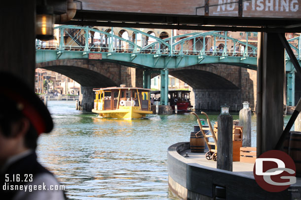 Two steamers passing under the bridges.  The yellow one heading to pick me up, the other to the Lost River Delta.