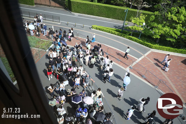 Looking down at one of the Disneyland security lines.