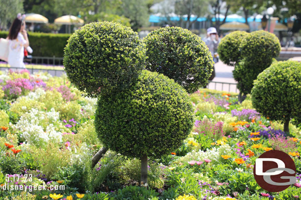 Mickey plants in the center of the plaza