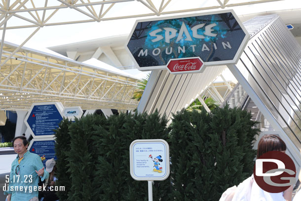 Space Mountain is closed for renovation