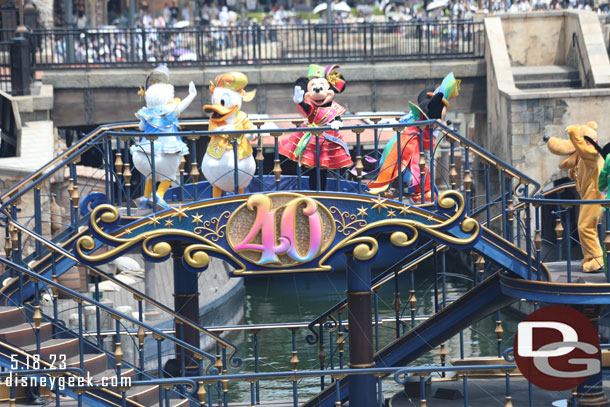 Mickey and friends arrive for the greeting.