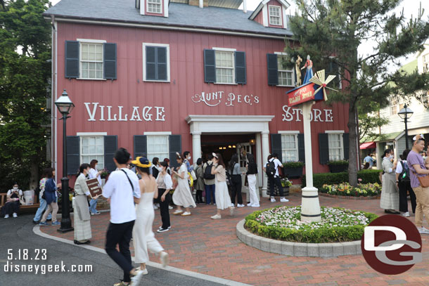 Duffy and Friends are huge draws. There is a queue of guests to get into the store this afternoon, as usual.