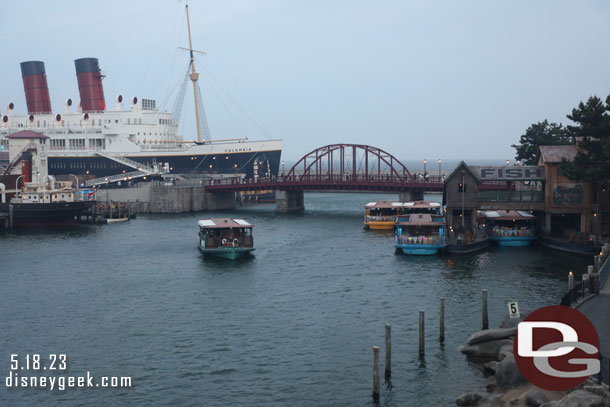 A number of steamers docked now with the route changed to only go between here and the Lost River Delta as preparations for Believe! Sea of Dreams were underway.