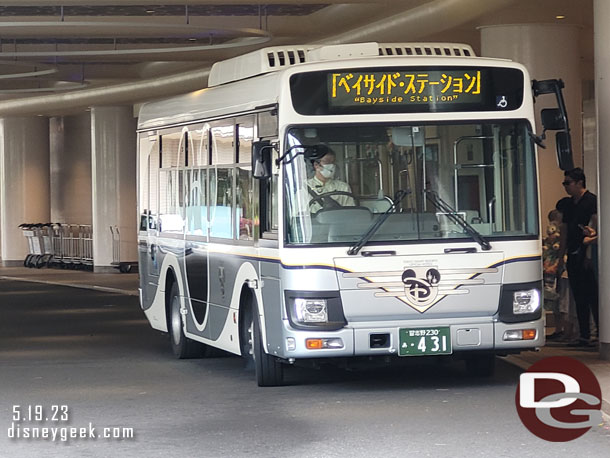 Outside a bus pulling up for Bayside station temping me to go to the parks...