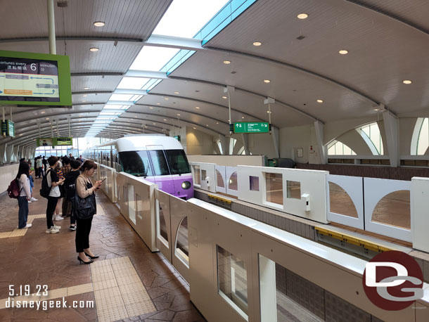 The purple train arriving