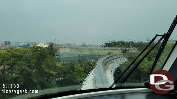 It was raining pretty good by this time.  