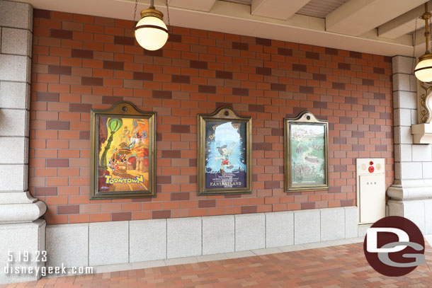 Some attraction posters at the Tokyo Disneyland Resort Line Station
