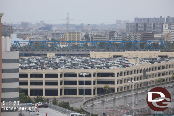 The parking structure roof is full. Cannot tell the other floors