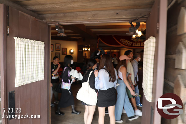 The Country Bear Lobby has been turned into a walkway to help inbound guests.