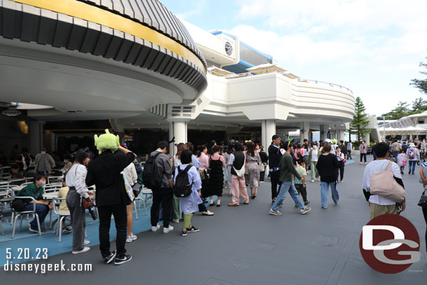 The line for snacks in Tomorrowland.