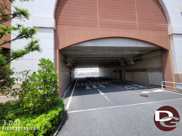 A service entrance near the Hotel Mira Costa for backstage at the parks.