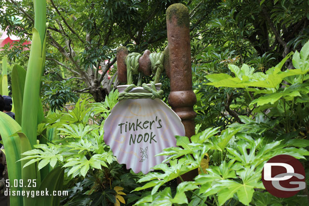 Along the pathway are some props and signs.