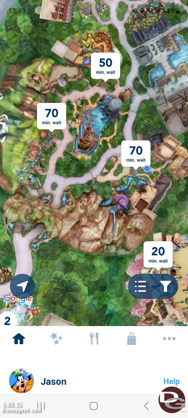 A check of Fantasy Spring wait times.