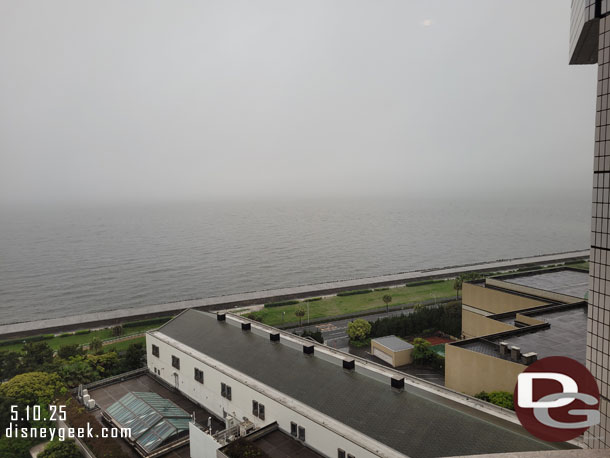 On the Tokyo Bay side of the hotel you could not see too far today.