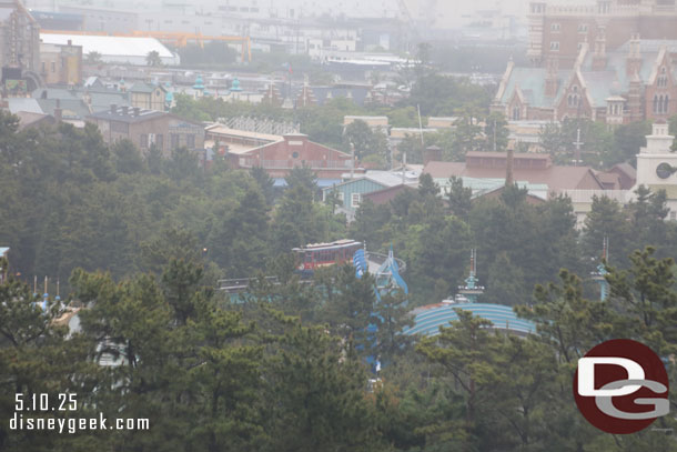 A Tokyo DisneySea Electric Railway train on its way to the American Waterfront