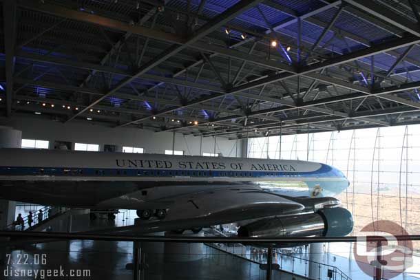 You enter the pavilion on the second floor, eye level with the plane.