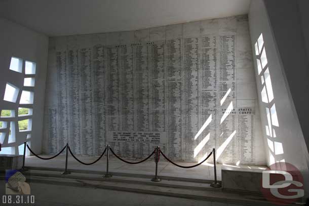 The back of the memorial features a listing of the names of the men who died onboard.