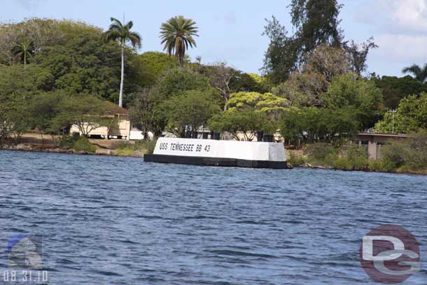 The have the moorings painted so you can see where the battleships were lined up on the morning of the attack.