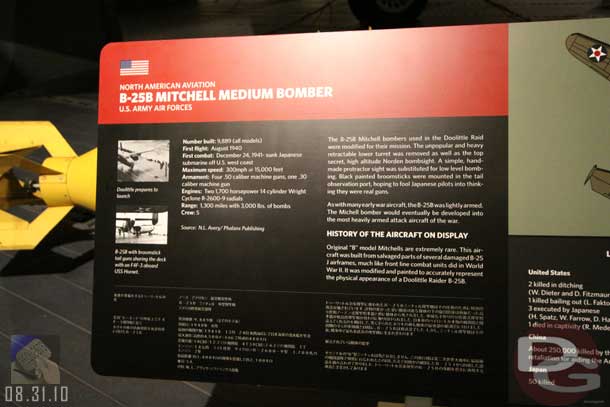 Missed the sign for the B-25 shown on the last page and it is the centerpiece of the museum.