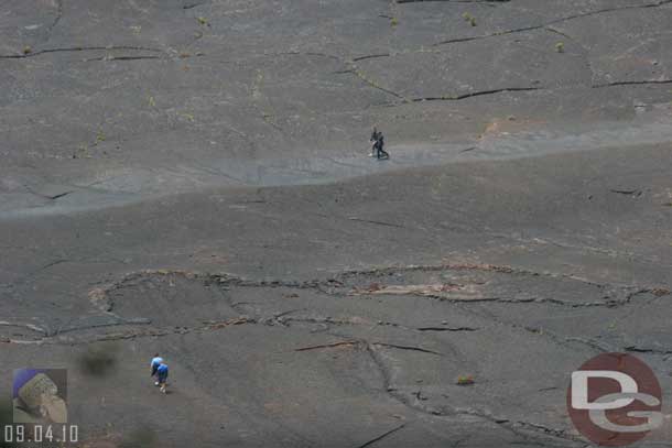 A look at people that hiked down into the crater