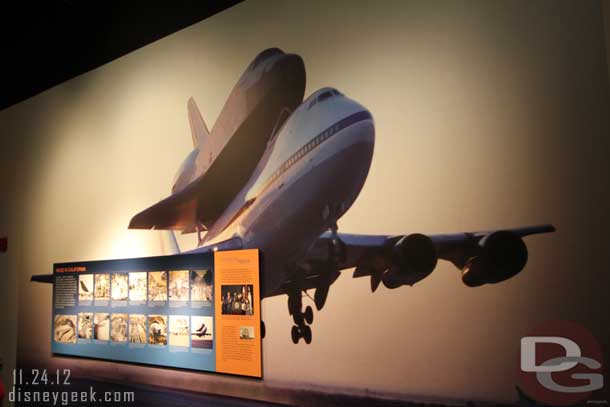 This wall has some pictures from the construction of Endeavour.