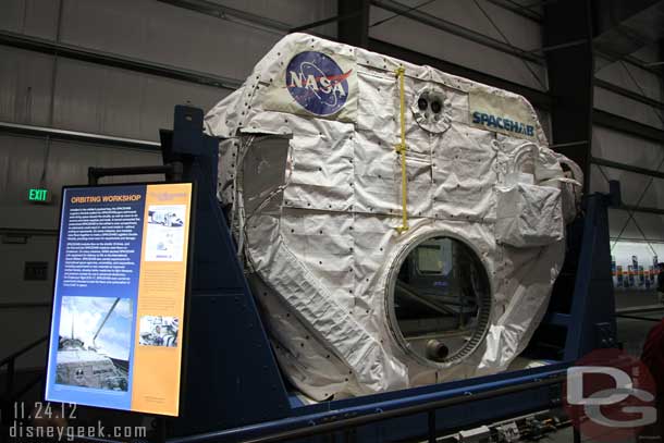 Around the outside of the space are a couple displays, this one looking at SpaceHab.