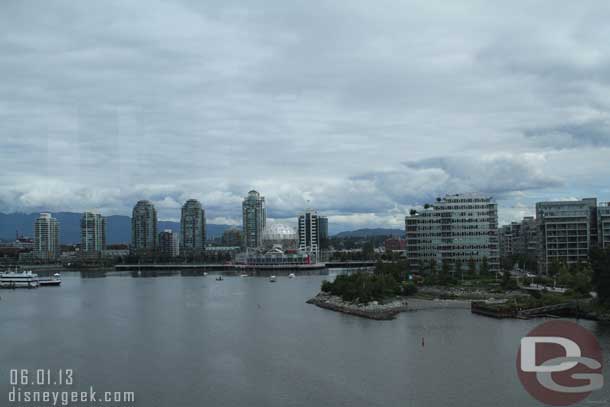 I remember he said the Olympic village was close to that sphere.. the sphere is at the Telus Science World